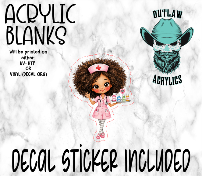Pink Nurse Girl Acrylic & Decal Set
