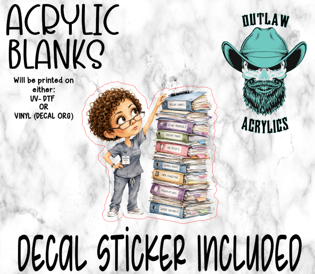 Stack Of Charts Nurse Acrylic & Decal Set