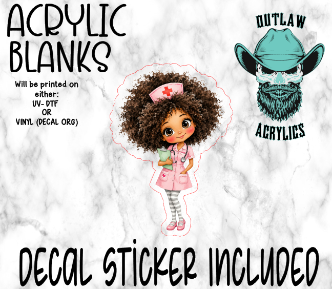 Smiling Pink Nurse Acrylic & Decal Set