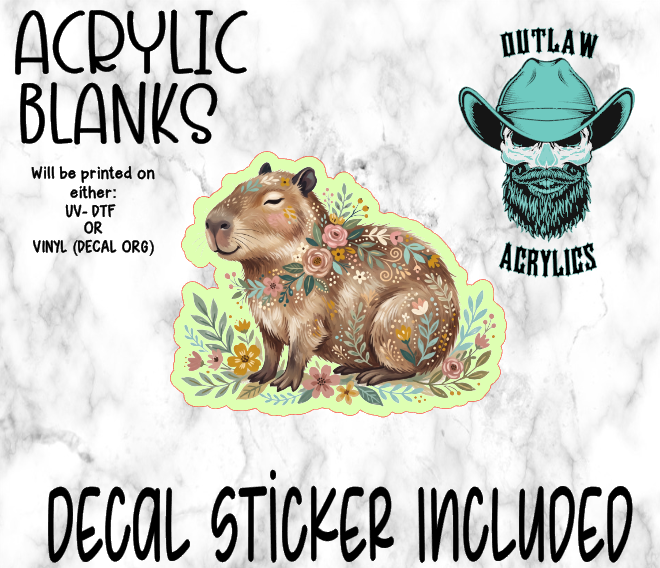 Floral Capy Acrylic & Decal Set