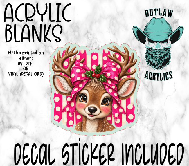 Pink Polka Dot Deer Acrylic & Decal Set