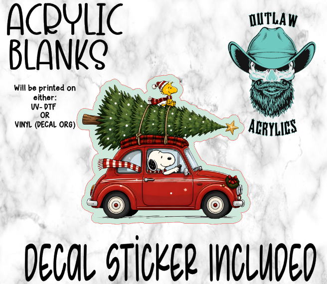 Red Car Dog Tree & Bird Acrylic & Decal Set