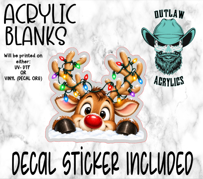Snow Reindeer Lights Acrylic & Decal Set