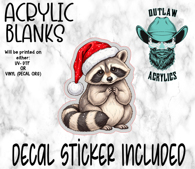 Santa Hat Raccoon Acrylic & Decal Set