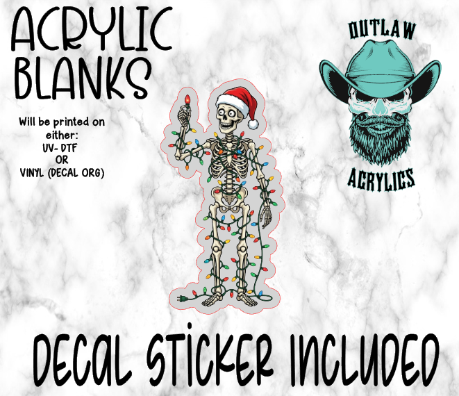 Skele Wrapped In Lights Acrylic & Decal Set