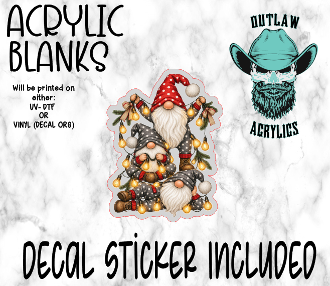 Polka Dot Gnome Lights Stacked Acrylic & Decal Set