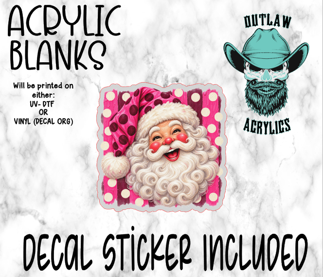 Santa Pink Polka Dot Acrylic & Decal Set