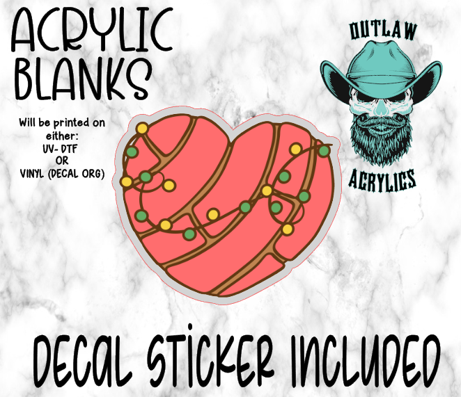 Red Concha Heart Acrylic & Decal Set