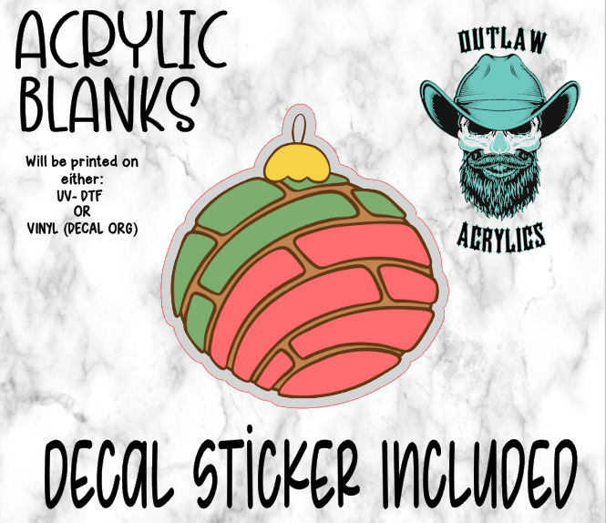 Green & Red Concha Ornament Acrylic & Decal Set