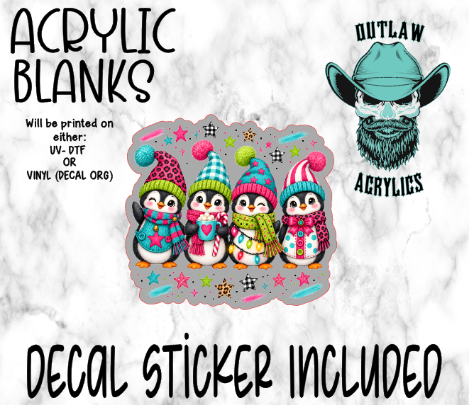 Neon Penguins Acrylic & Decal Set