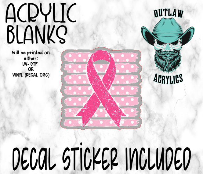 Pink Ribbon Polka Dots Acrylic & Decal Set