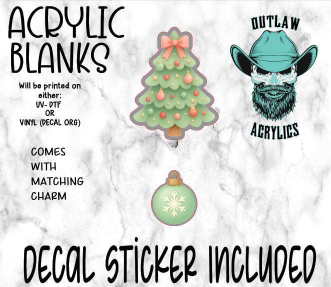 Light Green Tree Acrylic & Decal Set WITH MATCHING CHARM