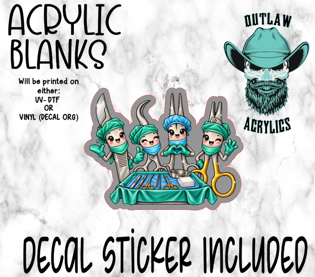 Kawaii Sterile Surgical Instruments Acrylic & Decal Set