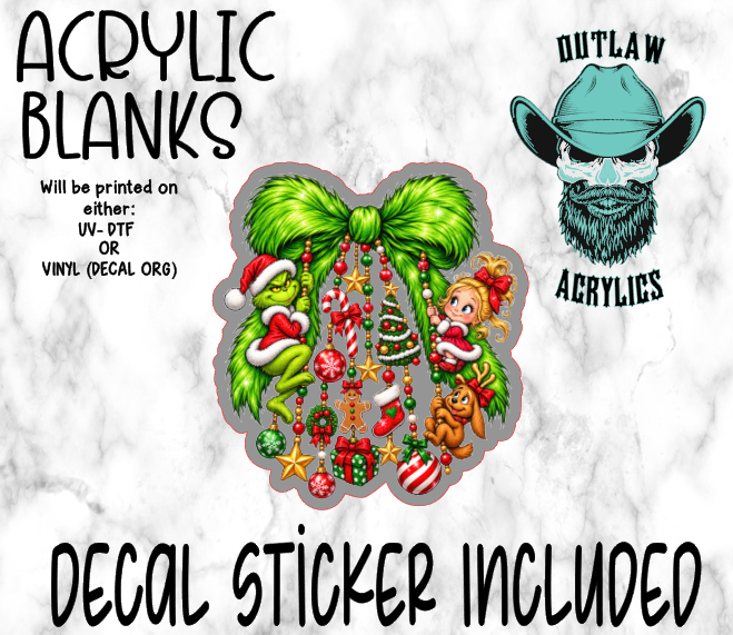 Green Guy & Friends Dangle Bow Acrylic & Decal Set