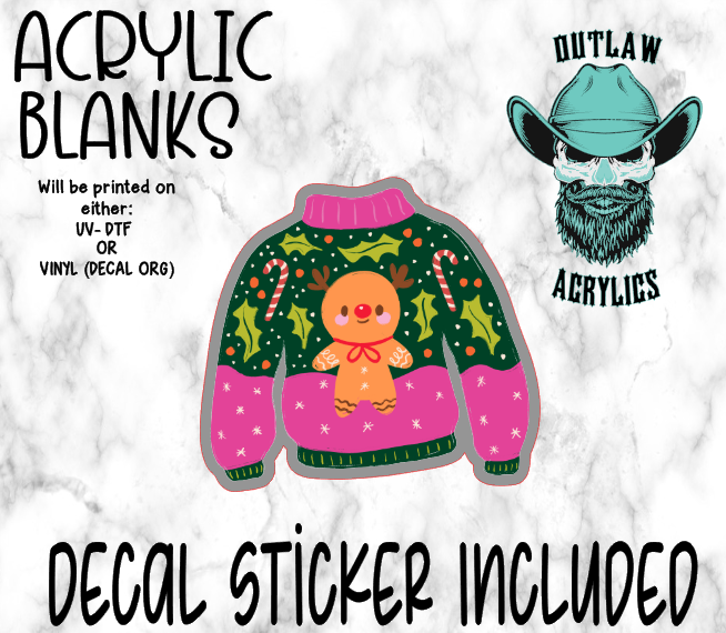 Reindeer Christmas Sweater Acrylic & Decal Set