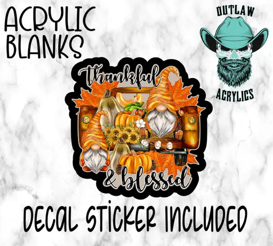 Thankful & Blessed Thanksgiving Gnome Truck Acrylic & Decal Set - Outlaw Acrylics