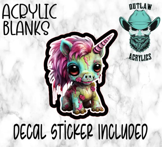 Pink Girly Bloody Unicorn Acrylic & Decal Set - Outlaw Acrylics