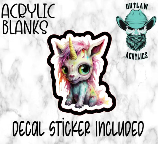 Girly Bloody Unicorn Acrylic & Decal Set - Outlaw Acrylics