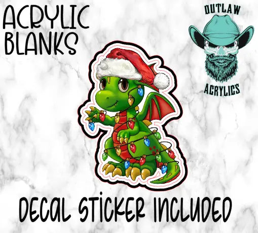 Christmas Lights Little Dragon Acrylic & Decal Set - Outlaw Acrylics