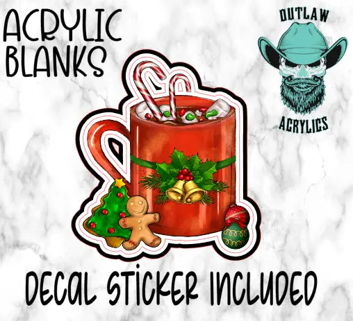 Christmas Hot Cocoa Mug Acrylic & Decal Set - Outlaw Acrylics