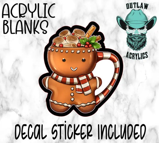 Gingerbread Man Mug Acrylic & Decal Set - Outlaw Acrylics