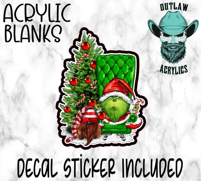 Gnome Grinch w/ Dog & Tree Acrylic & Decal Set - Outlaw Acrylics