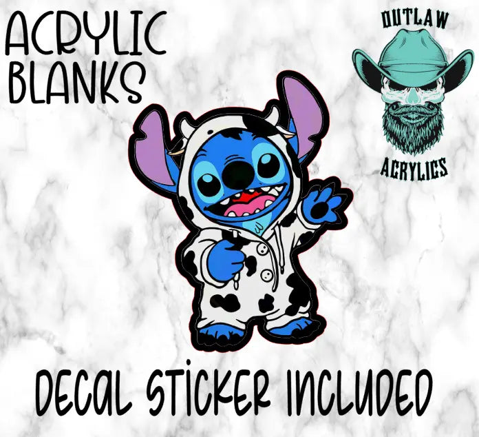 Happy Stitch Cow Acrylic & Decal Set - Outlaw Acrylics