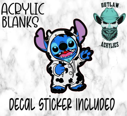 Happy Stitch Cow Acrylic & Decal Set - Outlaw Acrylics