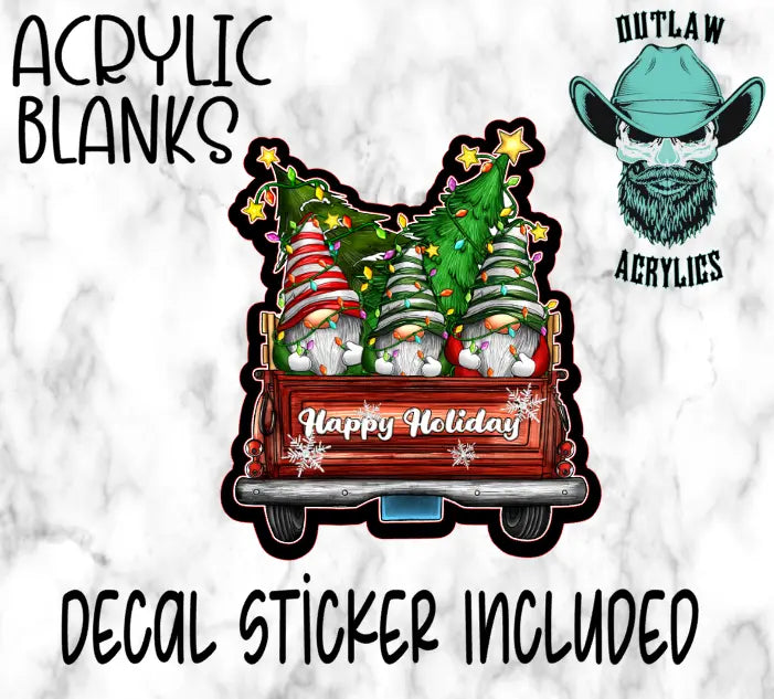 Happy Holiday Gnomies Acrylic & Decal Set - Outlaw Acrylics
