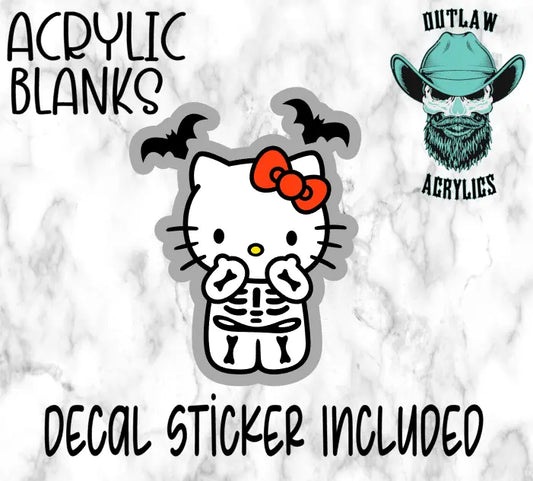 Skeleton Kitty Acrylic & Decal Set - Outlaw Acrylics