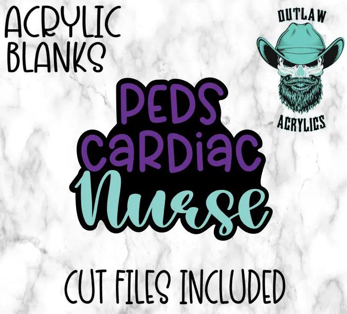 Peds Cardiac Nurse Badge Reel Acrylic - Outlaw Acrylics