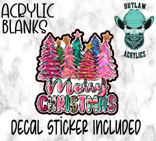 Crazy Pink Merry Christmas Acrylic & Decal Set - Outlaw Acrylics
