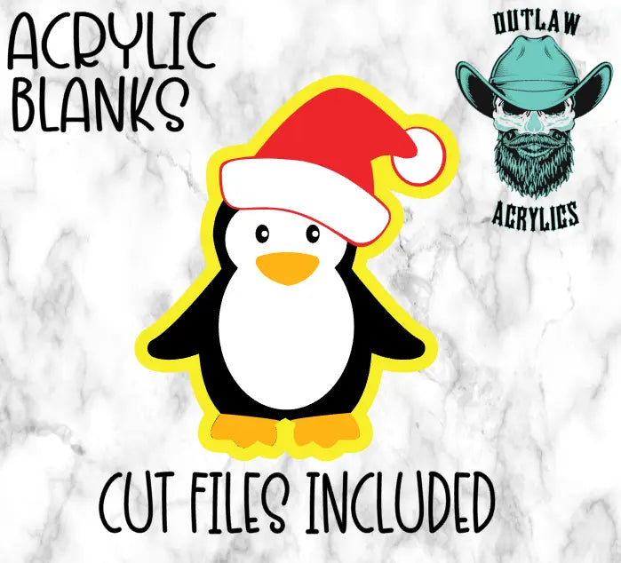 Santa Penguin Acrylic Blank - Outlaw Acrylics