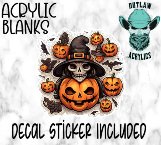 Skull Witch Lady Pumpkins Acrylic & Decal Set - Outlaw Acrylics