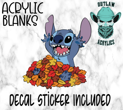 Stitch & Fall Leaves Acrylic & Decal Set