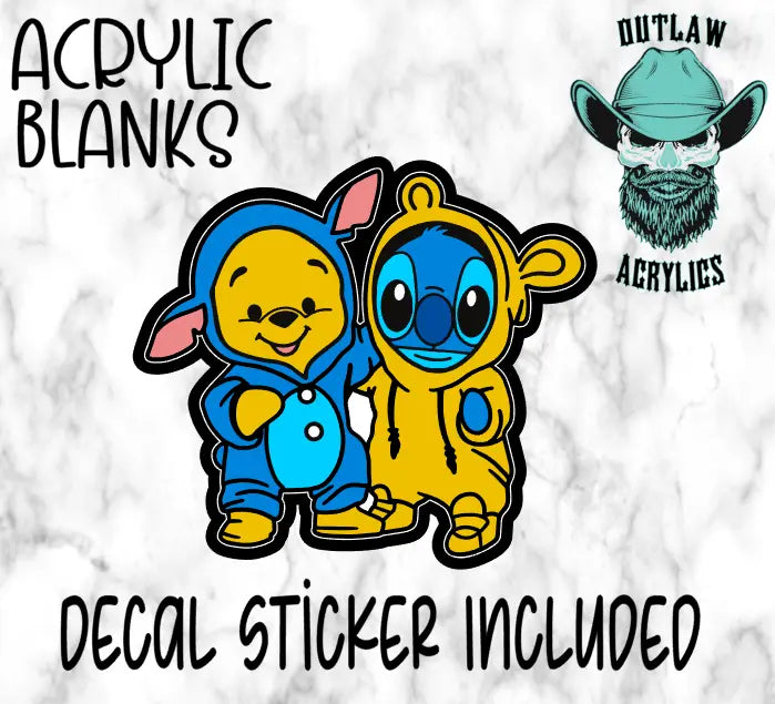 Stitch & Pooh Friends Acrylic & Decal Set - Outlaw Acrylics